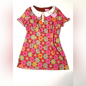 Sugar Thrillz  Retro Floral Babydoll Dress with Peter Pan Collar Mod Size XXL